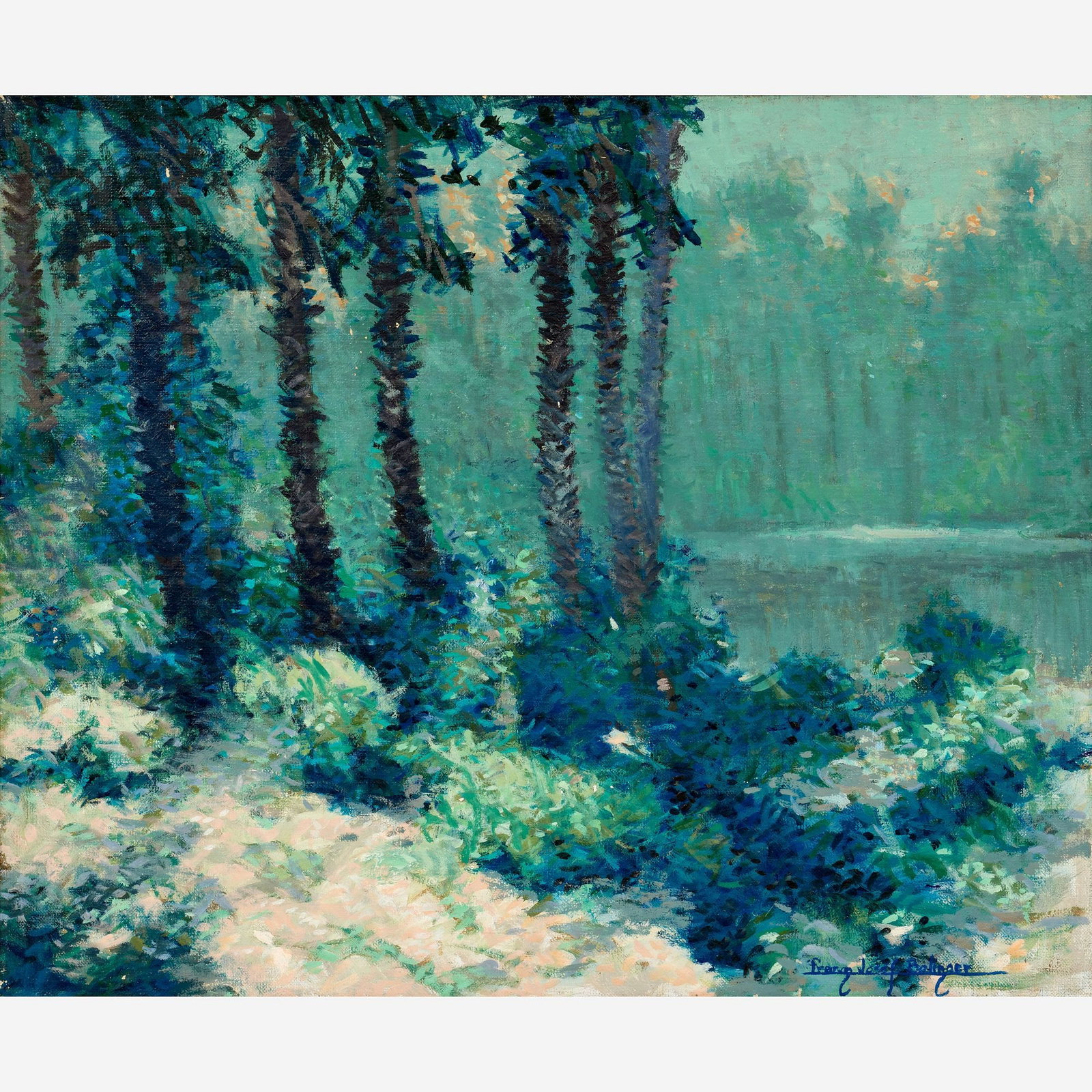 Franz Josef Bolinger "Deep in the Glades" Oil: Franz Josef Bolinger (Florida, 1903-1986) Deep in the Glades Oil on canvas 20" x 24" An Everglades landscape, signed to the bottom right corner, titled to the reve