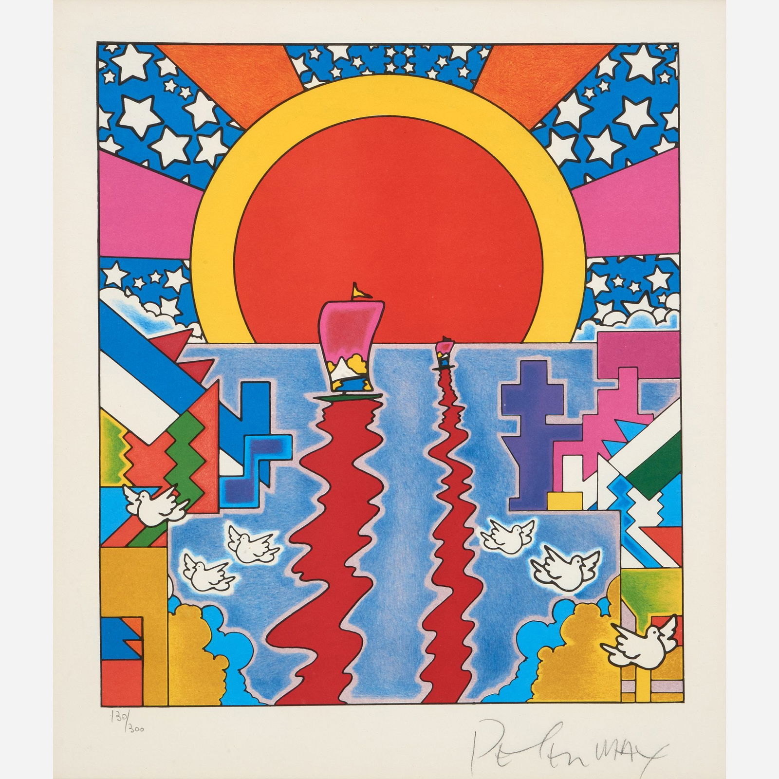 Peter Max "Sailing New Worlds" (1976 Color Lithograph) (1 of 6)