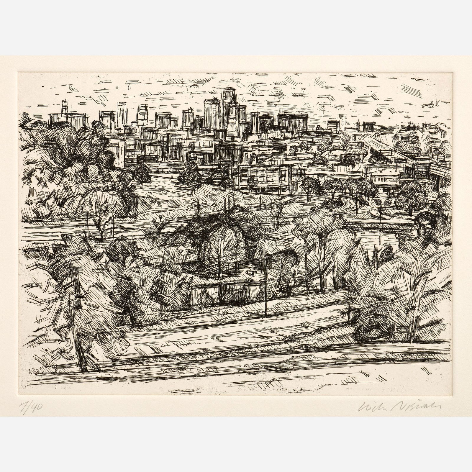 Wilbur Niewald "View from Penn Valley Park" Etching (1989) (1 of 7)