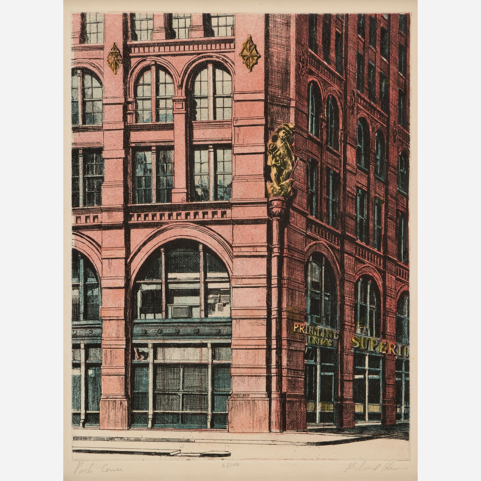 Richard Haas "Puck Corner" (1978 Color Etching) (1 of 6)