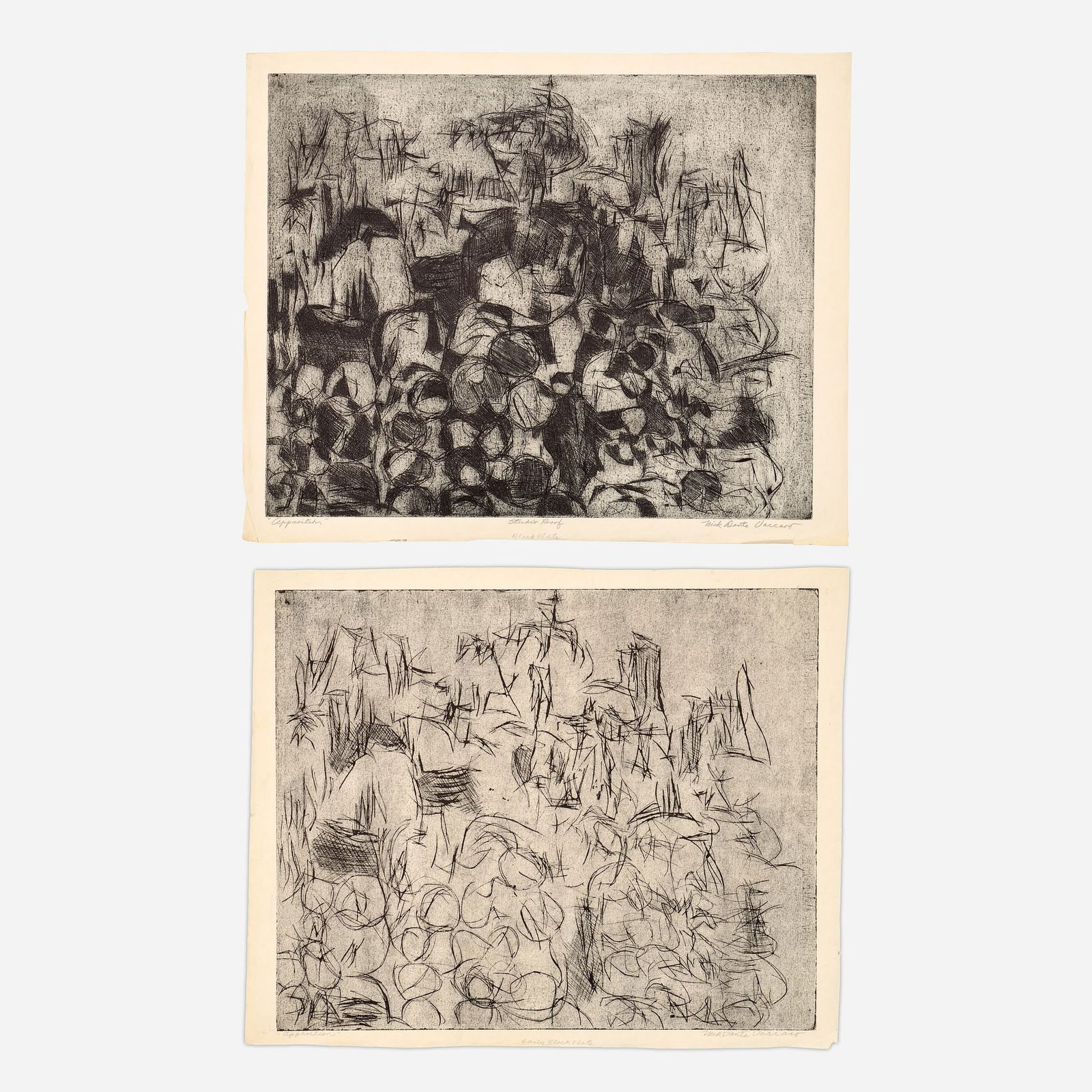 Nick Vaccaro "Apparition" (1960s Collagraph, Two States) (1 of 6)