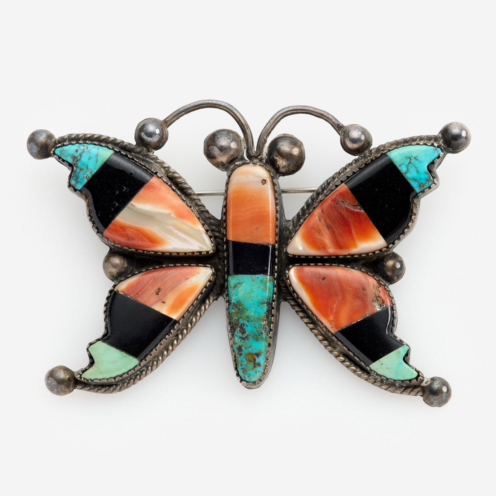 Zuni Handcrafted Gemstone Inlay Butterfly Brooch (1 of 3)