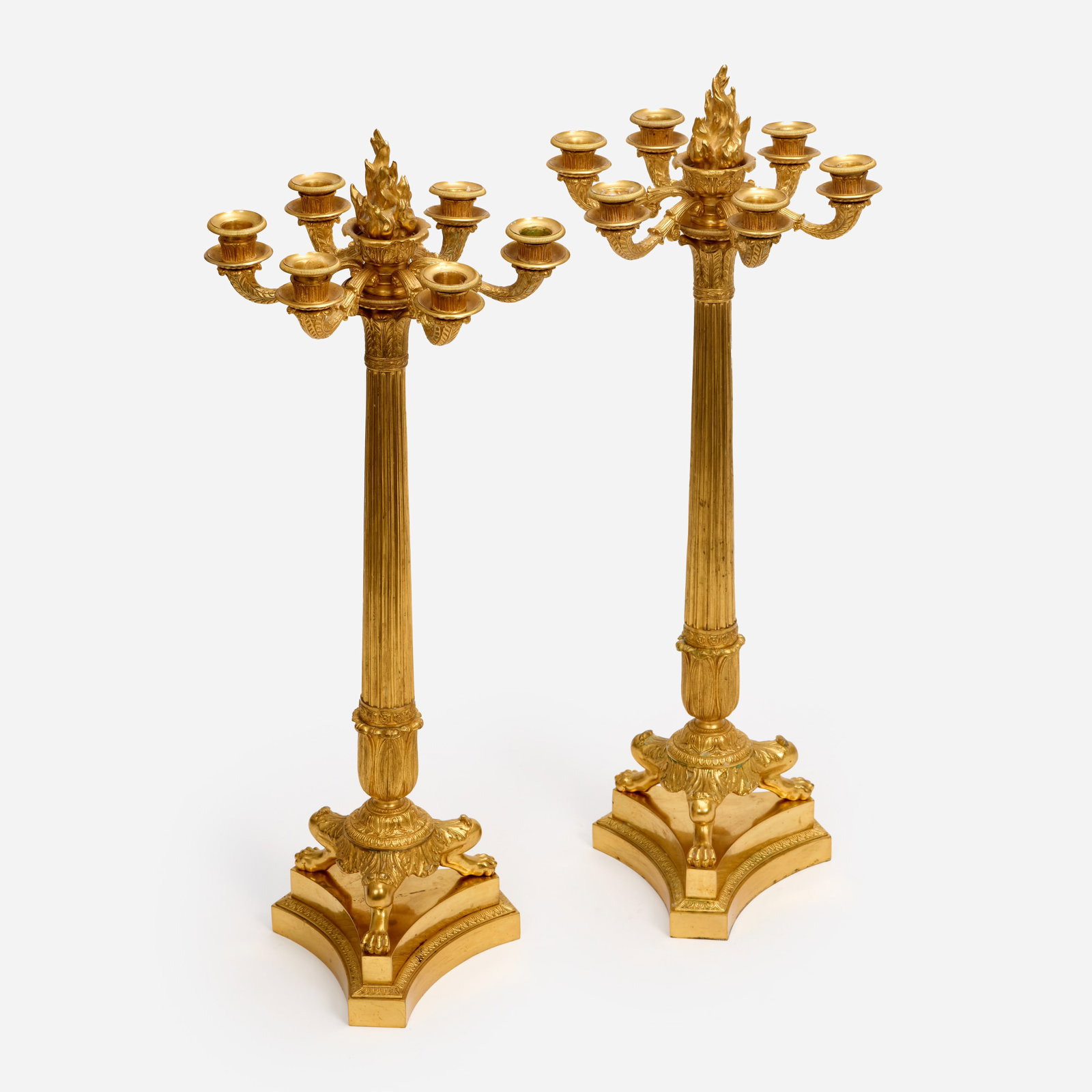 Pair of French Empire Gilt Bronze Candelabra (19th c.) (1 of 7)