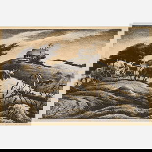 Thomas Hart Benton "New England Farm" Lithograph (1951): Thomas Hart Benton (American, 1889-1975) New England Farm, 1951 Lithograph on paper 14" x 9" (image) Edition of 300 Pencil-signed to the bottom right corner. Commissioned and ci