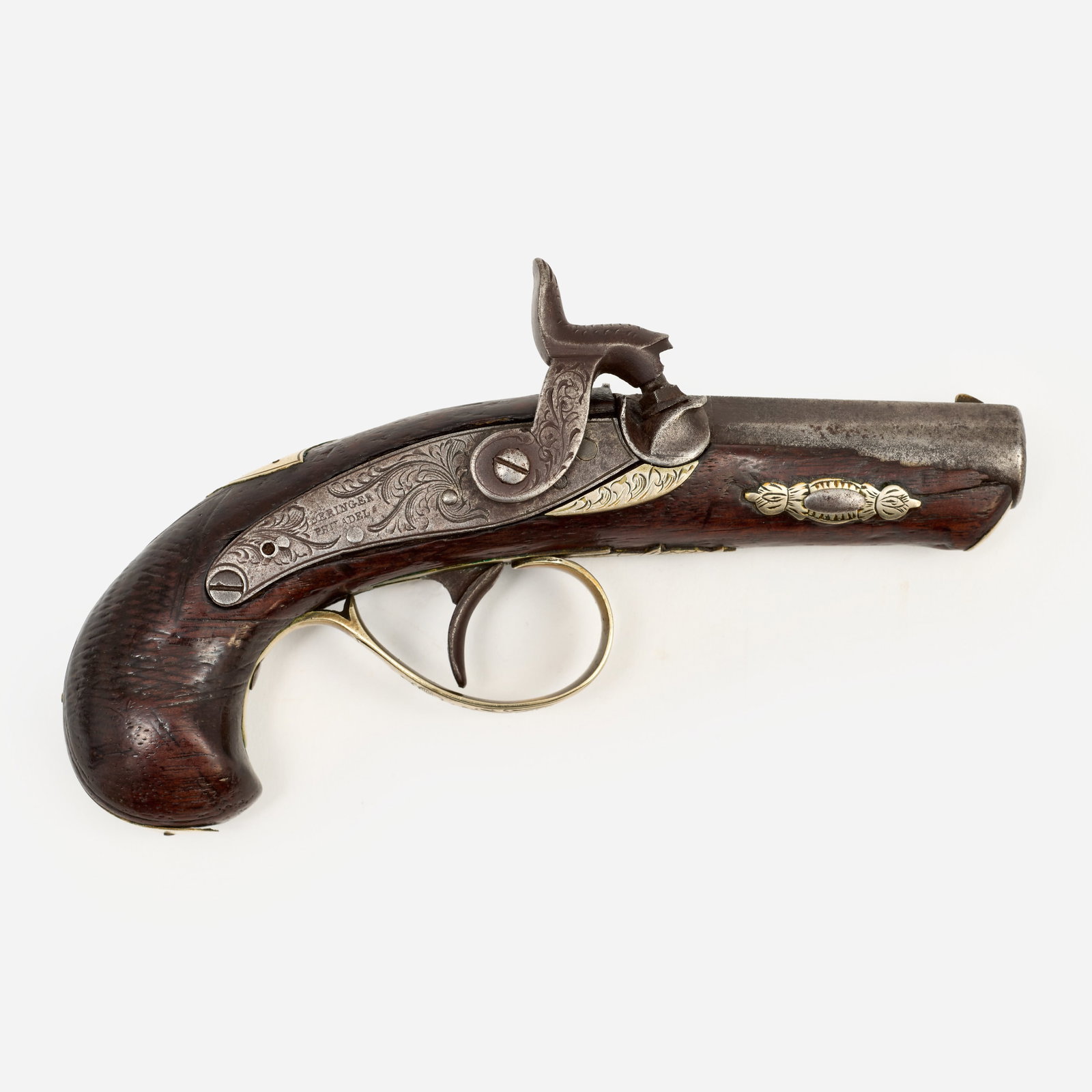 Henry Deringer Pocket Pistol (ca. 1850s-60s): Henry Deringer pocket percussion pistol, .41 caliber, manufactured circa 1850s-60s. This pistol is nearly identical to the Deringer used by John Wilkes Booth in the assassination of President Abraham