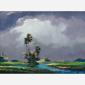 Harold Newton "Storm Clouds over the Everglades" Oil on Upson Board
