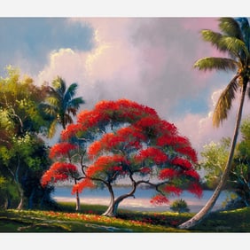 Harold Newton "Royal Poinciana" Oil on Board