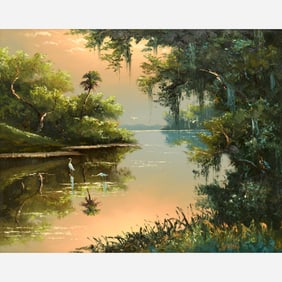 Sam Newton "South Fork at Twilight" Oil on Upson Board