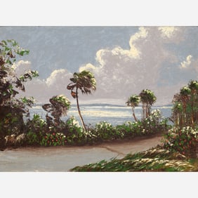Harold Newton "Hibiscus on the River Road" Oil on Canvas Board