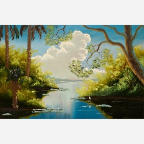 George Buckner "Clouds over Florida Waters" Oil on Board