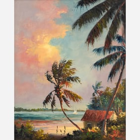 Harold Newton "Summerlin Dock, Evening" Oil on Board