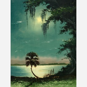 Sam Newton "Moonlight, St. Lucie" Oil on Upson Board