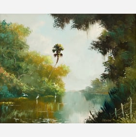 Harold Newton "South Fork, St. Lucie" Oil on Masonite