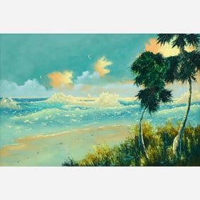 Johnny Daniels "Sailboat on Rough Seas" Oil on Board