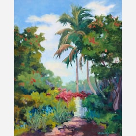 Alice W.I. Loomis "Beyond the Garden Gate" Oil on Canvas (1998)
