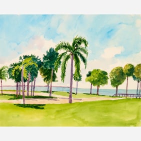 J. Noecker "Florida Palms" Watercolor