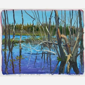 Michael Scott "Drowned Trees with Blue Sky" Oil (1993)