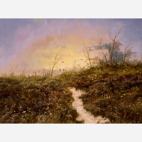Thomas DeDecker Large Wildflower Field Oil on Masonite