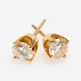 1.0 ctw Diamond Stud Earrings, 14k