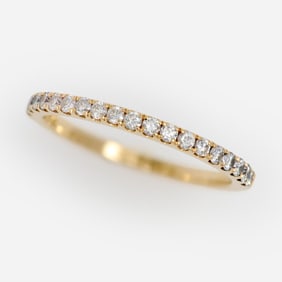 14k Nineteen Diamonds in-line Ring Band, 0.27ctw, Sz. 5.25
