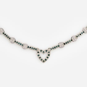 1.0 ctw Blue Diamond Heart Necklace, 10k