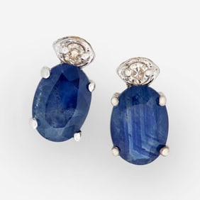 Designer 14k Sapphire Diamond Earrings, 1.4ctw. Sapphires