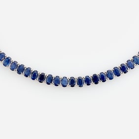 14k Sapphire Tennis Necklace, 55 ctw.