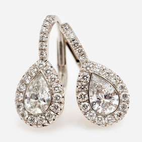 KWIAT 18k Diamond Halo Teardrop Earrings, 1.6ctw