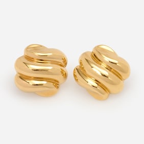 14k Large S-Shaped Earrings, 9.5 dwt.