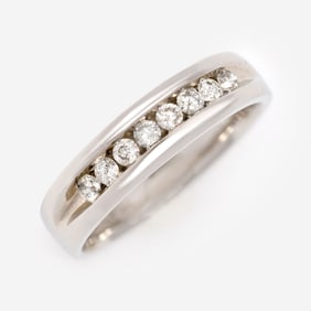 14k Designer 8 In-line Channel Set Diamond Ring, Sz. 10.25