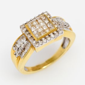 Designer 14k Invisible Set Diamond Square Ring, 1.0 ctw, Sz. 7