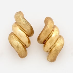 Italian Designer 14k San Marko Alternating Textured Finish Earrings