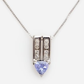 Designer 14k Tanzanite Diamond Necklace