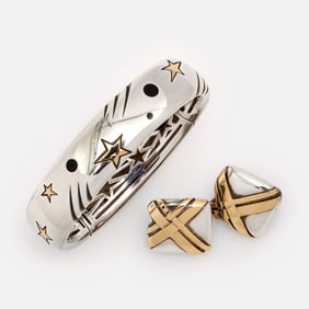 Michael Bondanza Star Bracelet + Earrings, 18K, Sterling