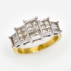 14k Step Diamond Ring,  Invisible Set, 1.0 ctw. Sz. 6.75