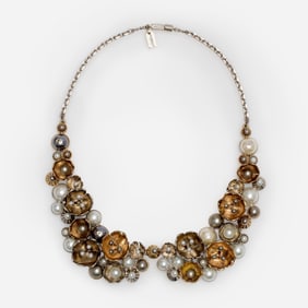 Coach Modern Rose - Faux Pearl Bib Necklace, NWT