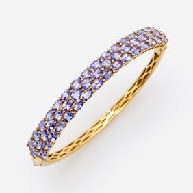 Tanzanite Hinged Bangle Sterling Vermeil, 11.30ctw.