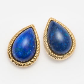 Designer 14k Teardrop Lapis Earrings