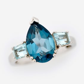 Designer Blue Topaz Ring, 4.85 ctw, 'SD', Sz. 6, Sterling