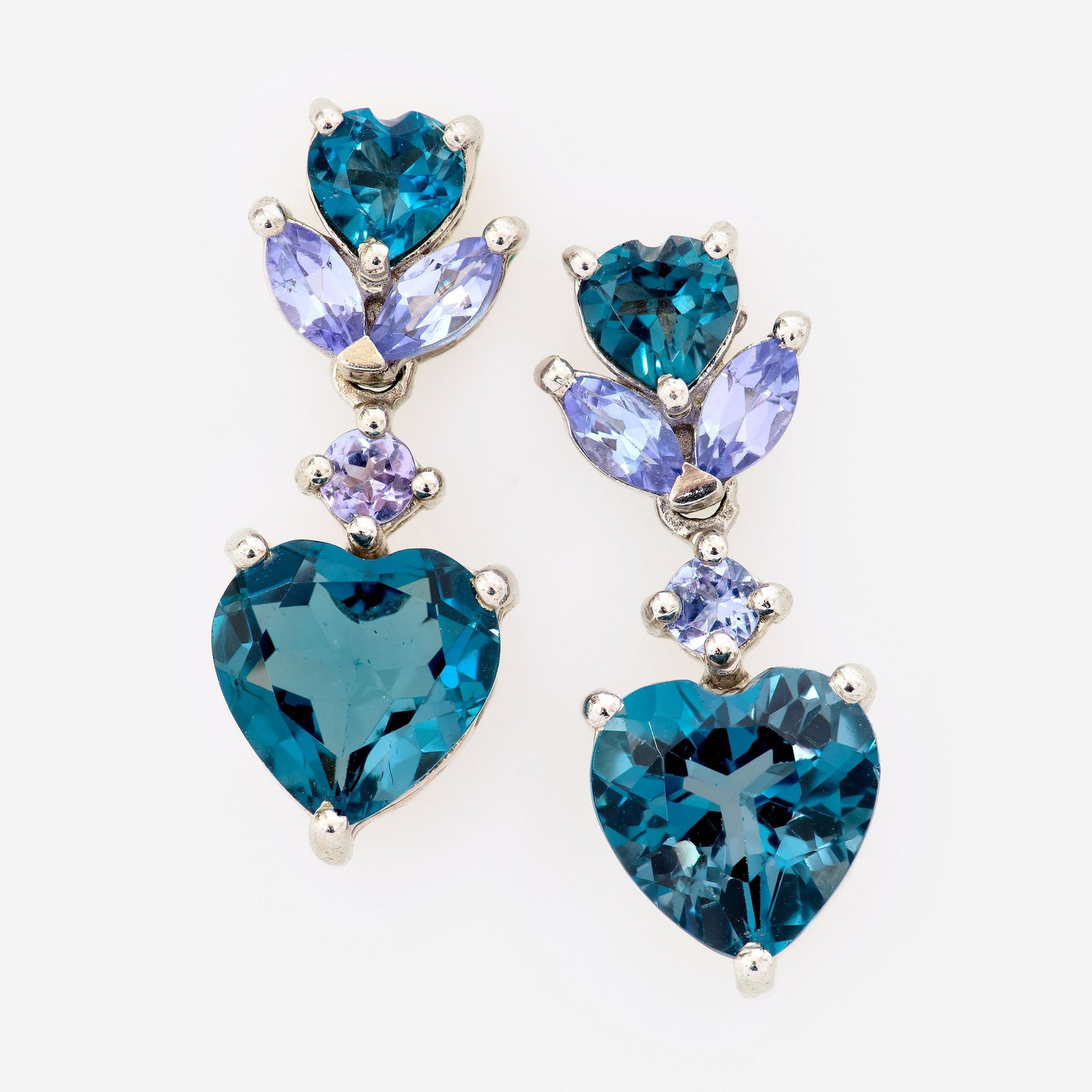 Sterling Blue Topaz + Tanzanite Heart Earrings (1 of 7)
