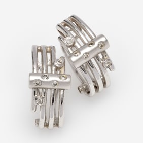 Designer 14k Contemporary Diamond Earrings