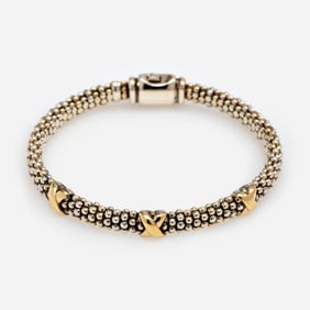 Lagos Caviar Flex Bangle, 18k + Sterling, w/pouch