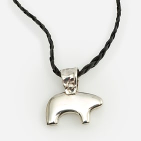 "The Golden Bear" Sterling Bear w/Hammered Bail + Pouch