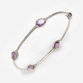 Ippolita 5-Stone Sterling Amethyst Bangle w/pouch