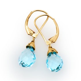 Designer 14k Blue Topaz Dangle Earrings
