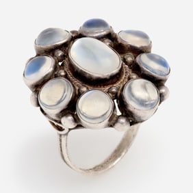 Sterling Moonstone Cocktail Ring, Sz. 7.75