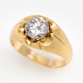 4.42 ct. Cubic Zirconia Men's Solitaire Ring, 14k, Sz. 13