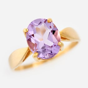 14k Amethyst Solitaire Ring, Sz. 5.75