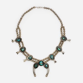 Vintage Navajo Squash Blossom Necklace