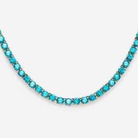 Designer Paraiba Topaz Tennis Necklace, Sterling